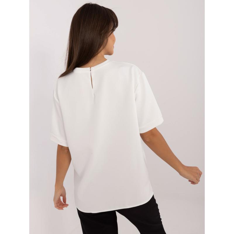 Dámská halenka s krátkými rukávy společenská ecru-černá  