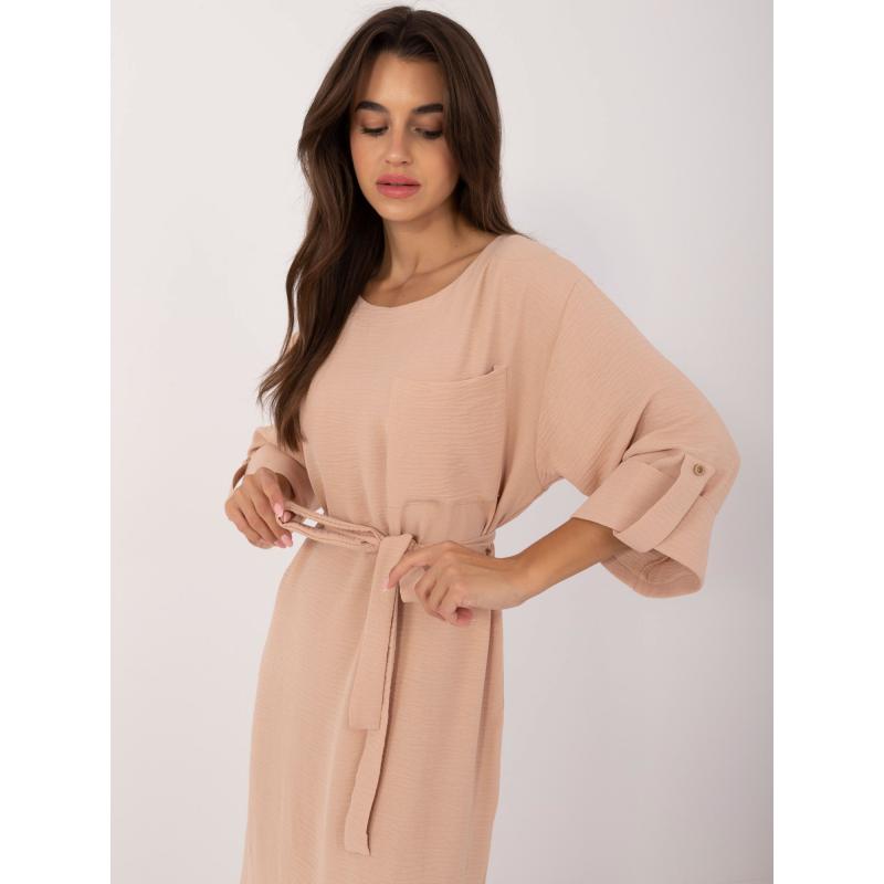 Dámské šaty s rozparky rovné ležérní hnědé