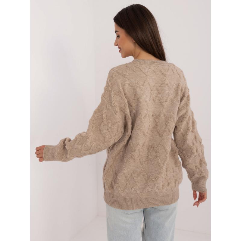 Dámský svetr oversize s dlouhým rukávem béžový 