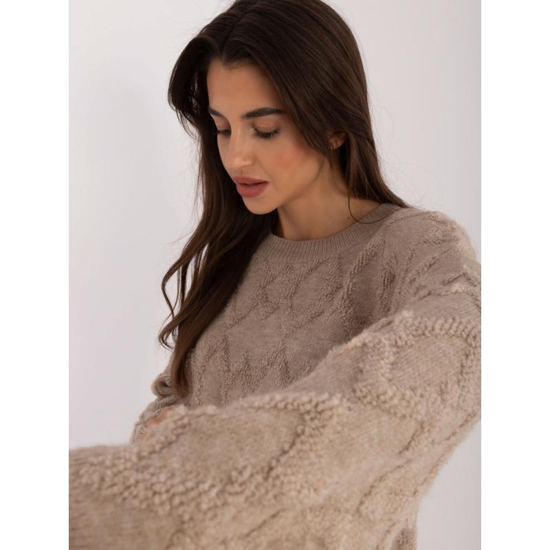 Dámský svetr oversize s dlouhým rukávem béžový 