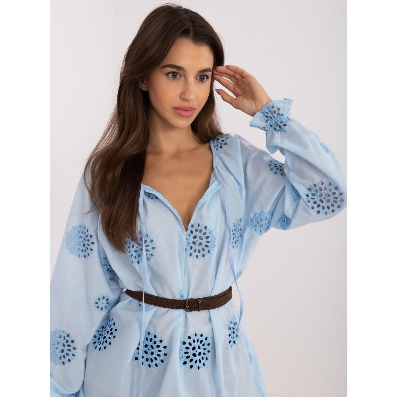 Dámská halenka s buffovými rukávy světle modrá  