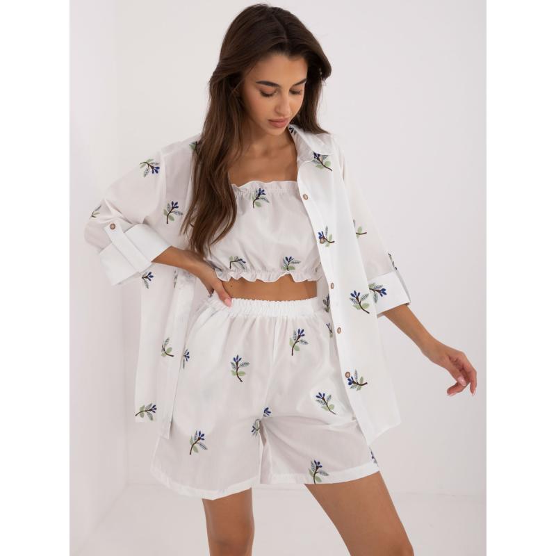 Dámský komplet s košilí třídílný bílý  