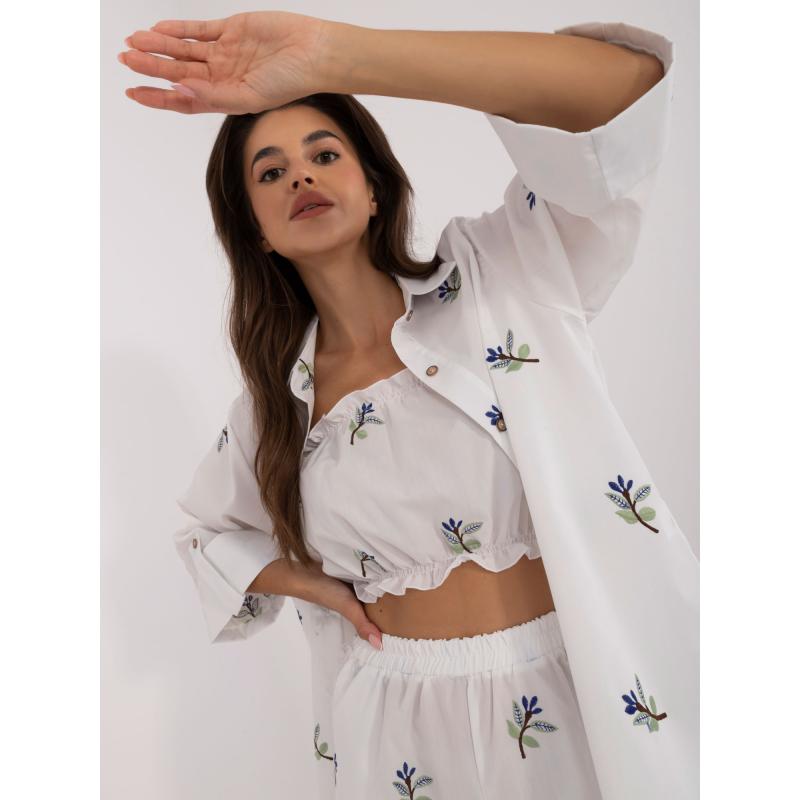 Dámský komplet s košilí třídílný bílý  