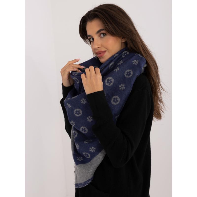 Dámská šála vzorovaná tmavě modro šedá 