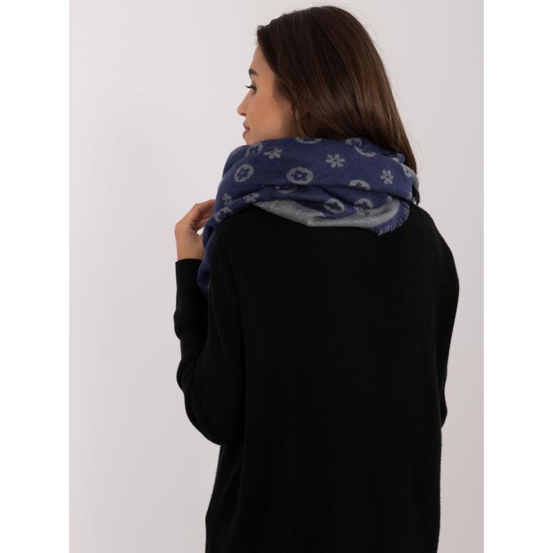 Dámská šála vzorovaná tmavě modro šedá 