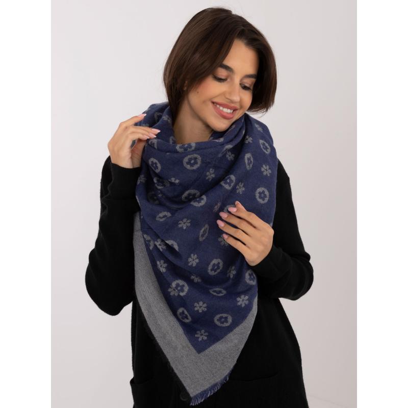 Dámská šála vzorovaná tmavě modro šedá 