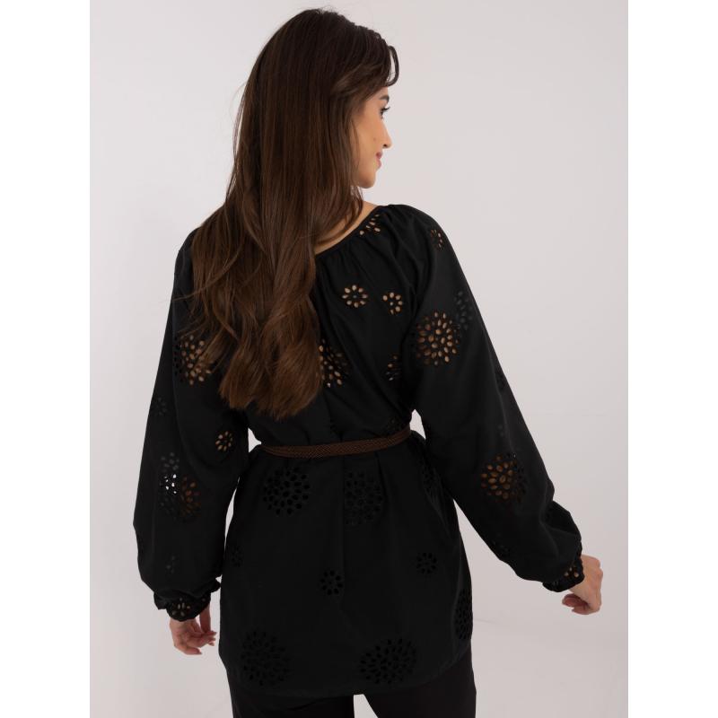 Női blúz övvel fekete