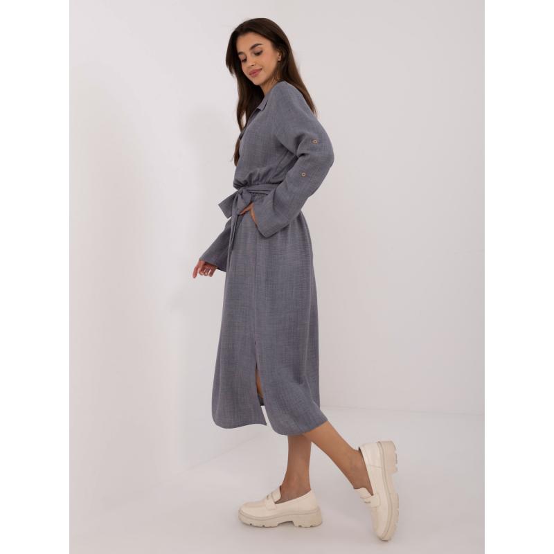 Dámské šaty s rozparky tmavě šedé  