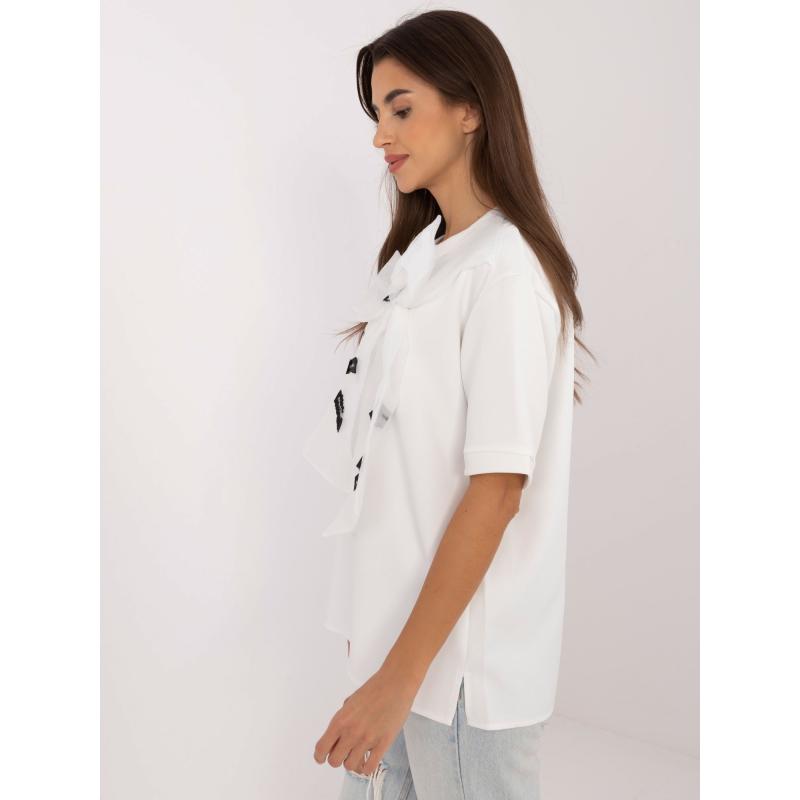 Dámská halenka s mašlí a nápisem ecru 