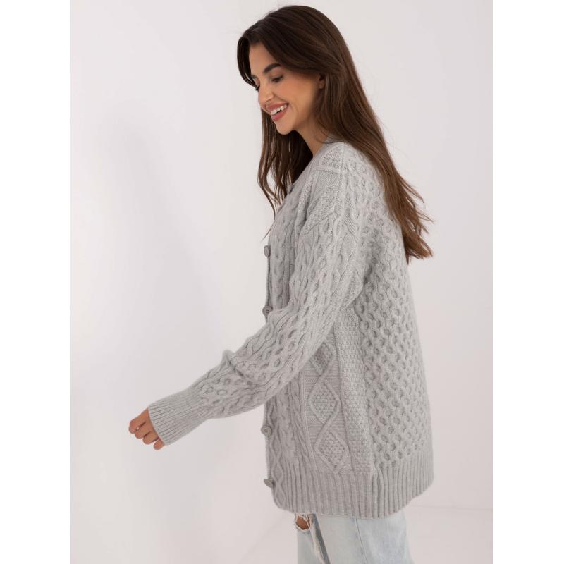Dámský svetr s manžetami šedý  