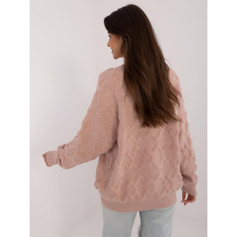 Dámský svetr nadměrné velikosti vzorovaný růžový  
