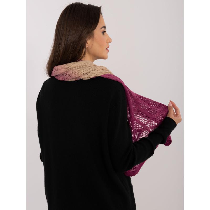 Dámský šátek s ombre efektem béžový a tmavě růžový 