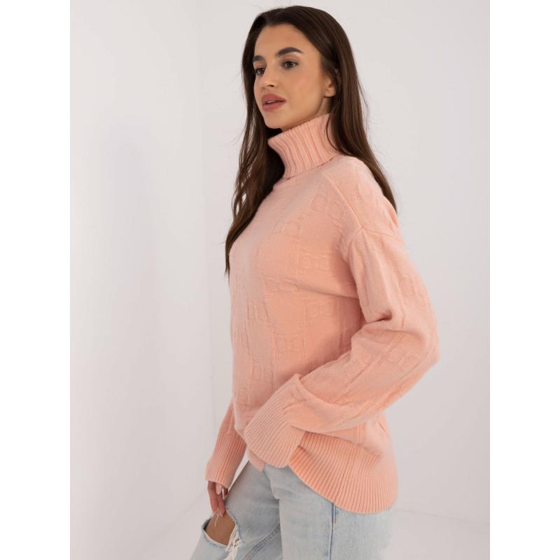 Női garbó pulóver laza szabású sötétbarack