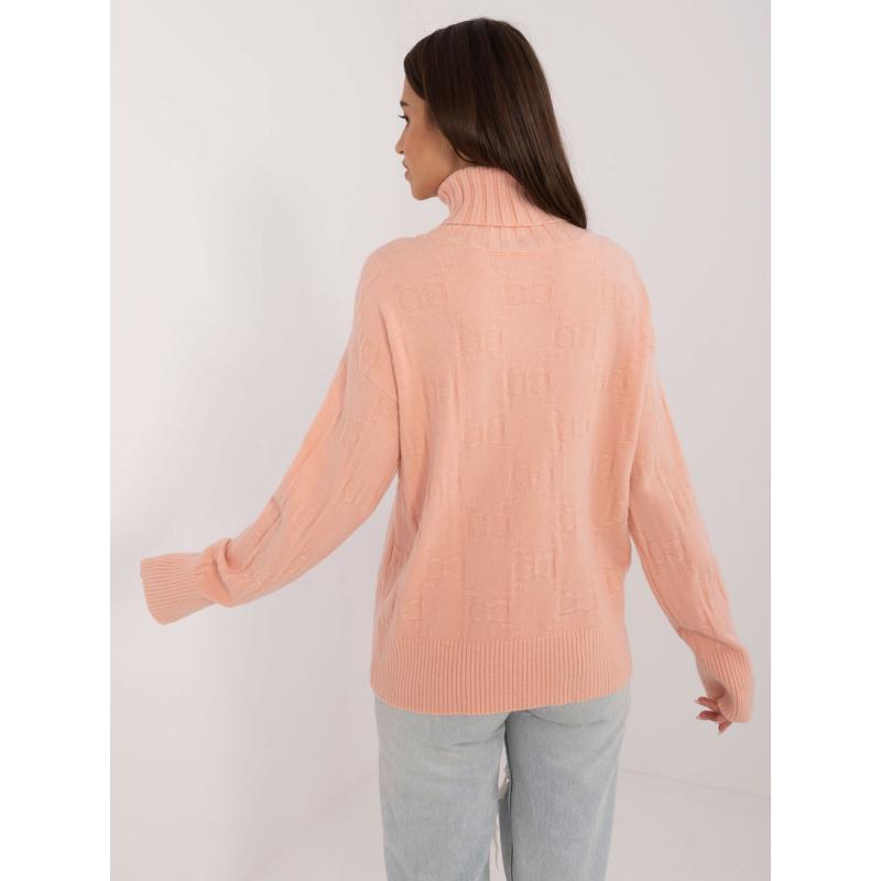 Női garbó pulóver laza szabású sötétbarack