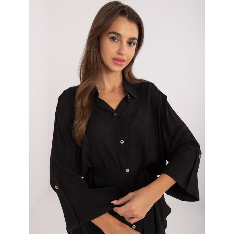Dámská košile s 3/4 rukávy oversize černá  