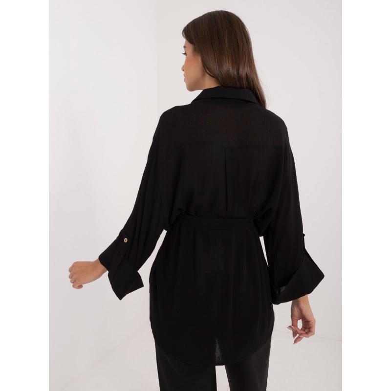 Dámská košile s 3/4 rukávy oversize černá  