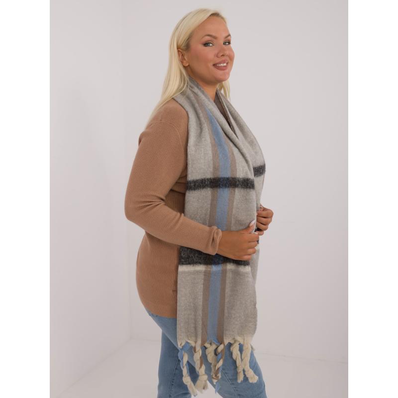 Női durva kötött sál bojtokkal szürke