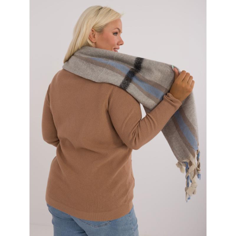 Női durva kötött sál bojtokkal szürke