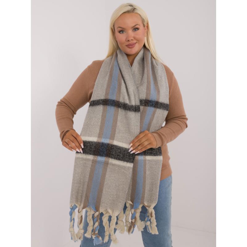 Női durva kötött sál bojtokkal szürke