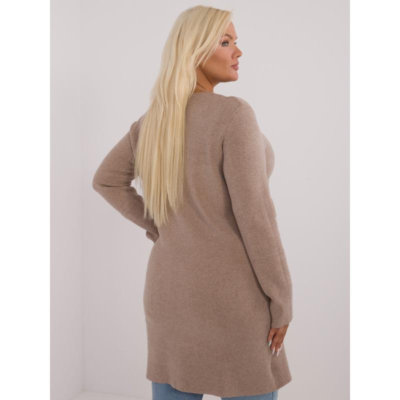 Dámský svetr plus size s viskózou tmavě béžový 