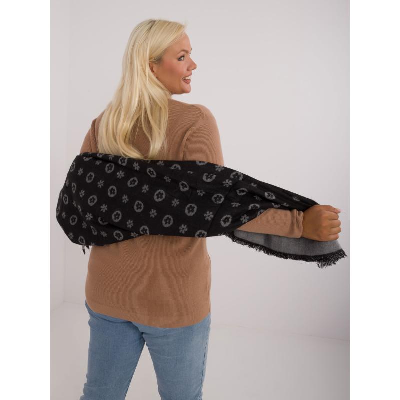 Női mintás kötött sál fekete-sötétszürke