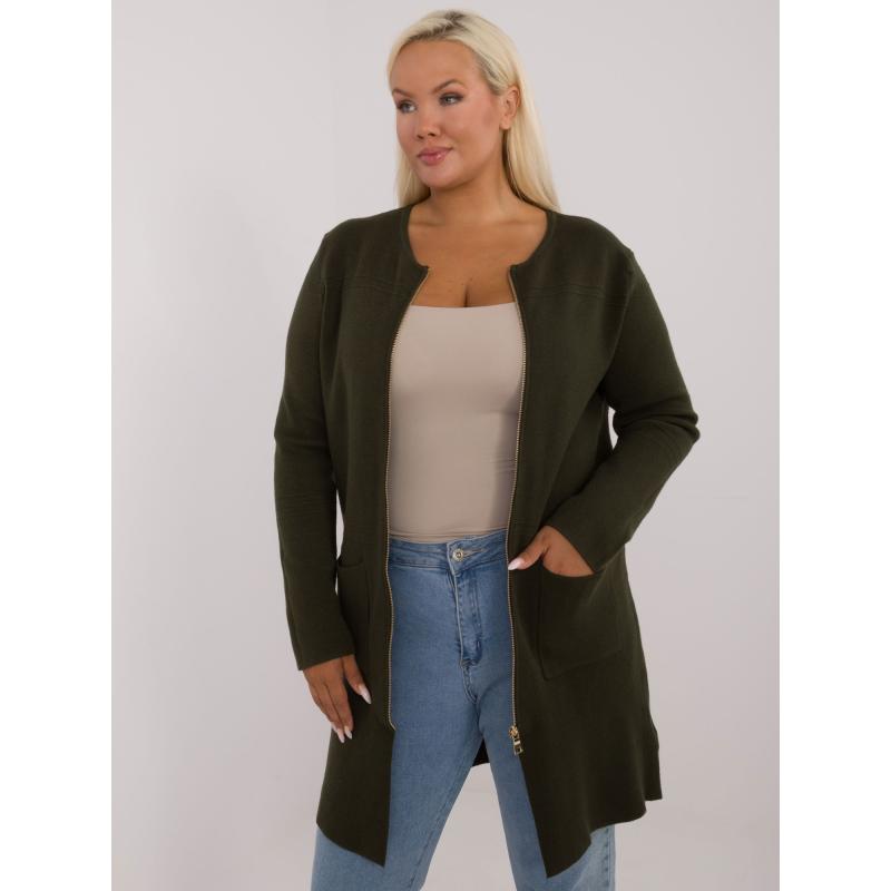 Dámsky plus size kardigán khaki