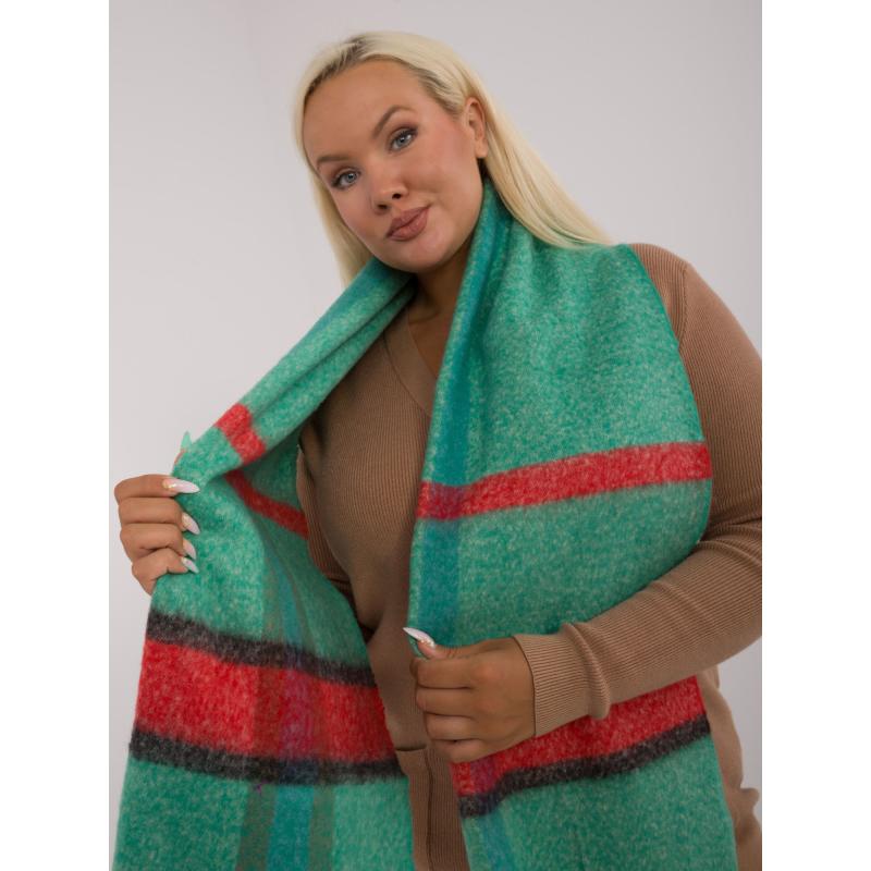 Dámská šála kostkovaná pletená zelená 