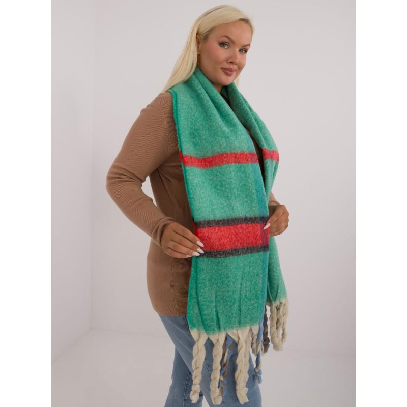 Dámská šála kostkovaná pletená zelená 