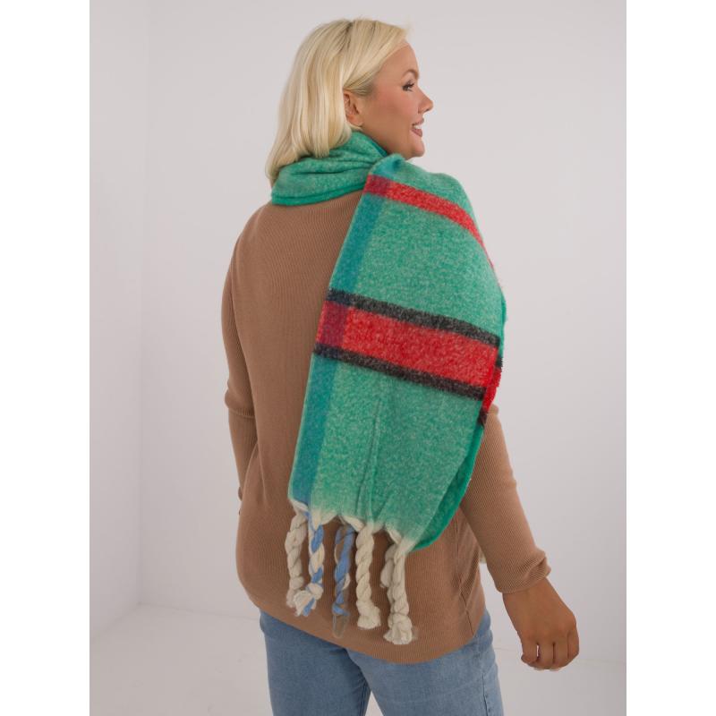 Dámská šála kostkovaná pletená zelená 