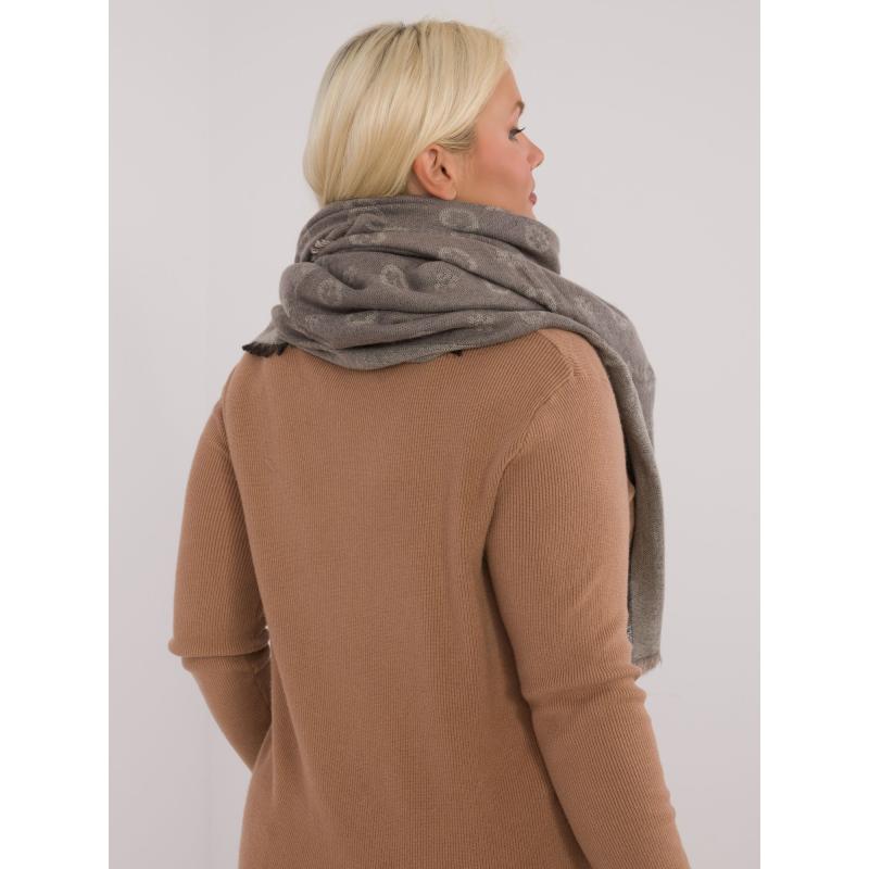 Dámský šál velký pletený vzorovaný šedobéžový 