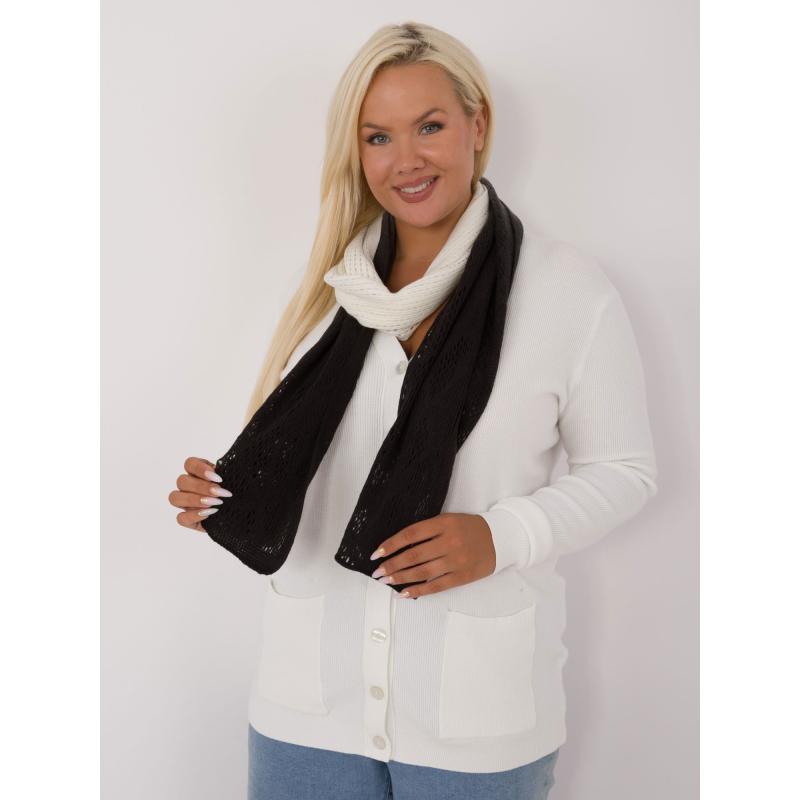 Női pamut és gyapjú sál ecru-fekete