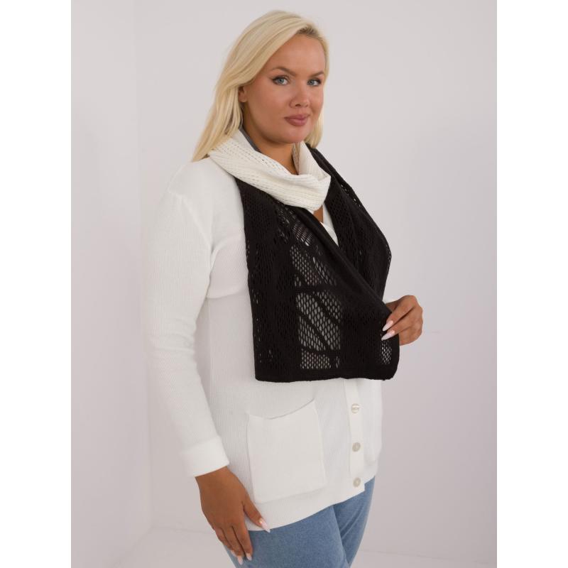 Női pamut és gyapjú sál ecru-fekete