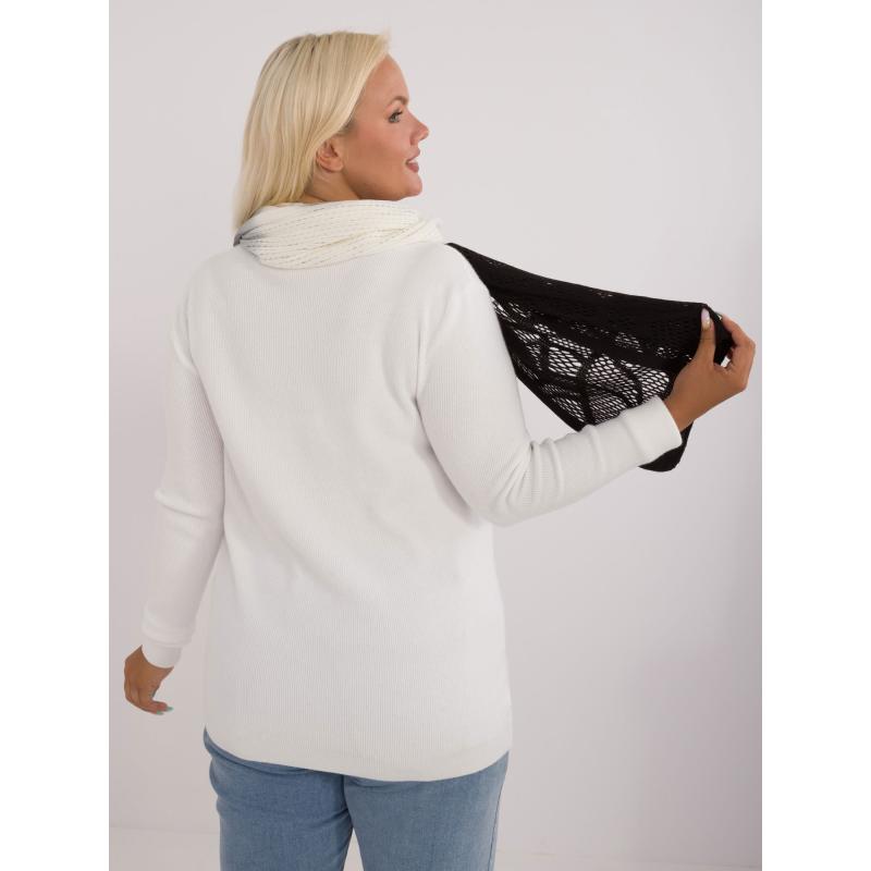 Női pamut és gyapjú sál ecru-fekete