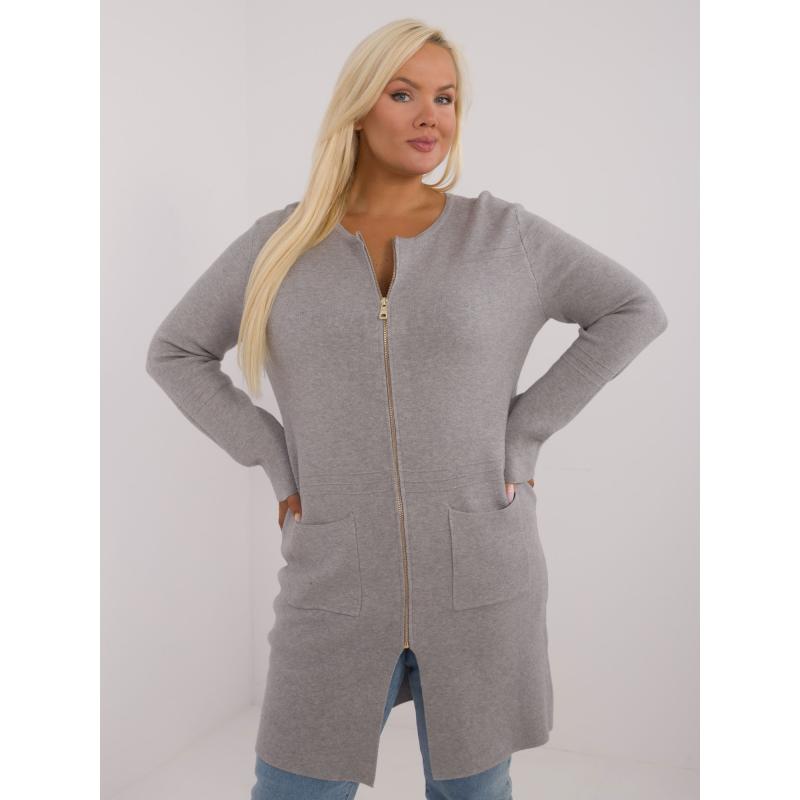 Dámský svetr plus size šedý 