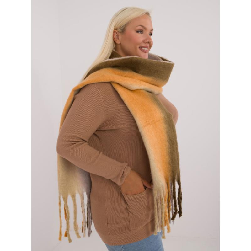 Női sál bojtokkal khaki-szürke