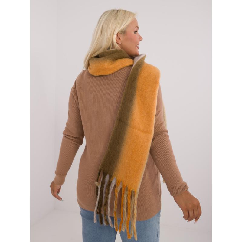 Női sál bojtokkal khaki-szürke