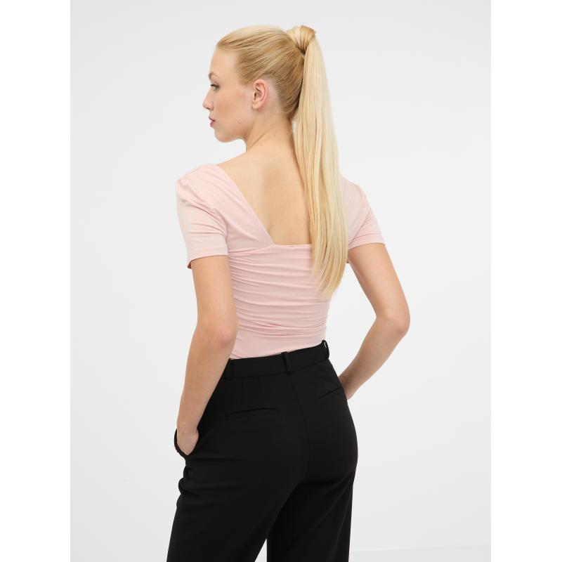 Světle růžové dámské tričko s krátkým rukávem