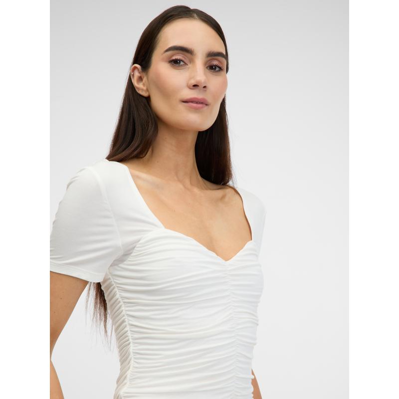 Krémszínű női rövid ujjú póló