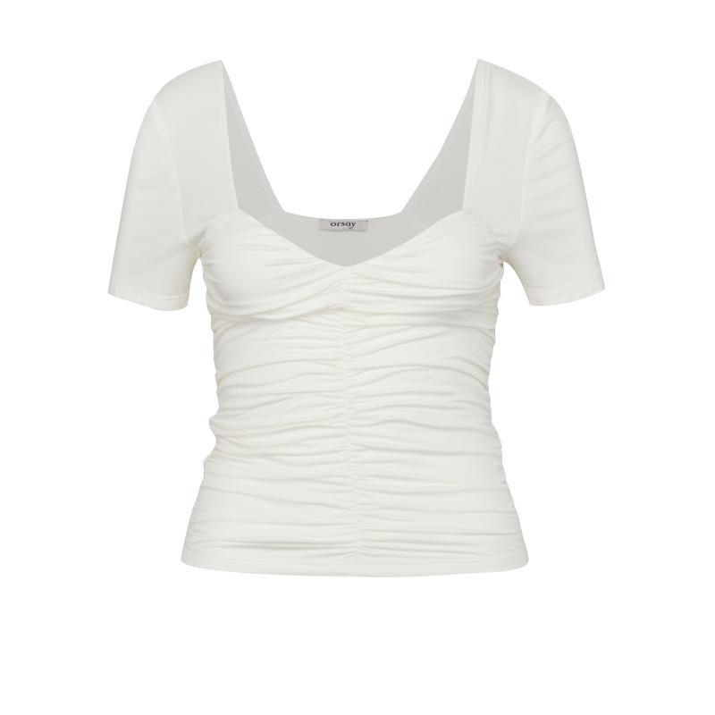 Krémszínű női rövid ujjú póló