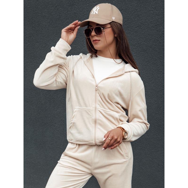 Dámský sametový přehoz VELCOMFY ecru