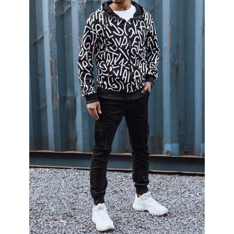 Pánská mikina se stahovací šňůrkou a kapucí černá