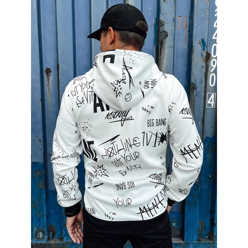 Pánská mikina s kapucí bílá