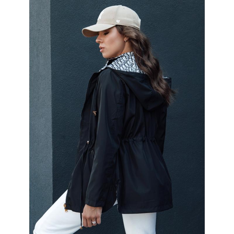 Dámska prechodná bunda parka s kapucňou BEGET čierna