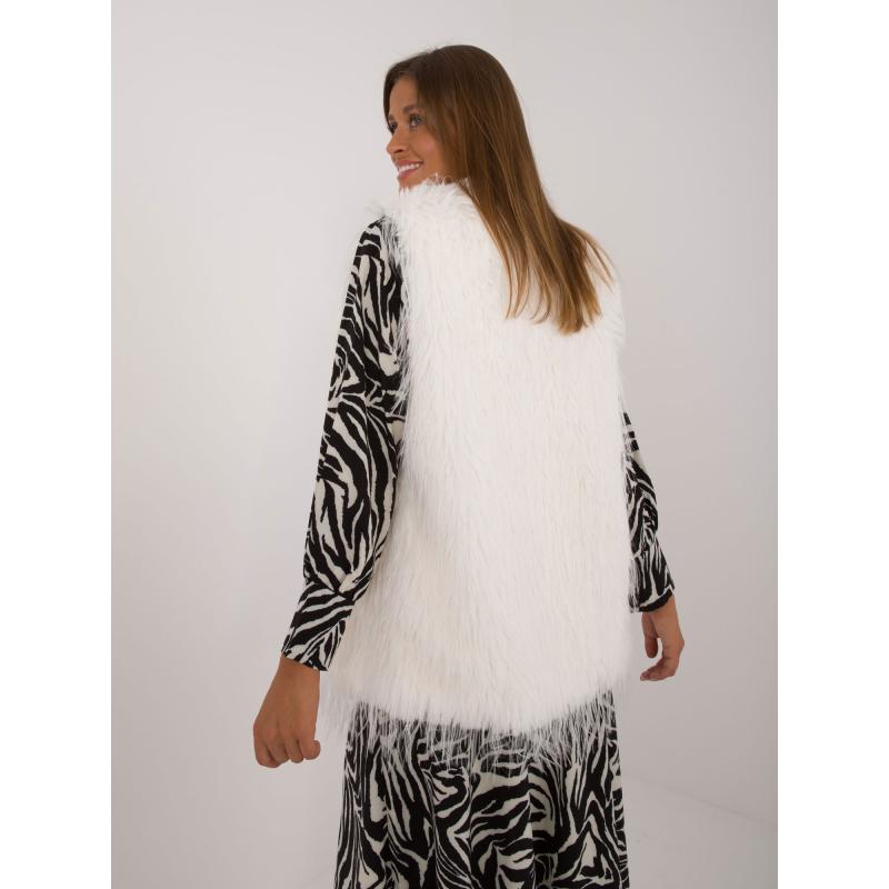 Dámská vesta se zapínáním na knoflíky elegantní kožešinová ecru 