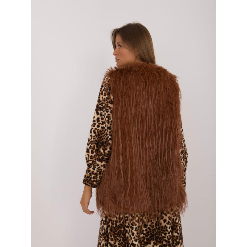 Dámská vesta s podšívkou kožešinová světle hnědá 