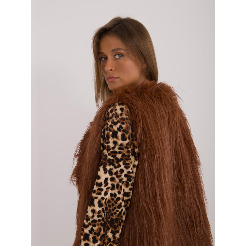 Dámská vesta s podšívkou kožešinová světle hnědá 