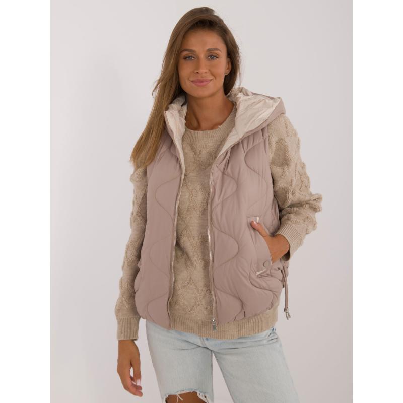 Dámska vesta s vreckami béžová