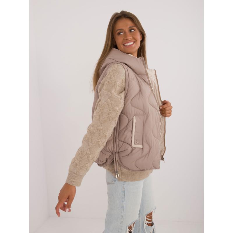 Dámska vesta s vreckami béžová