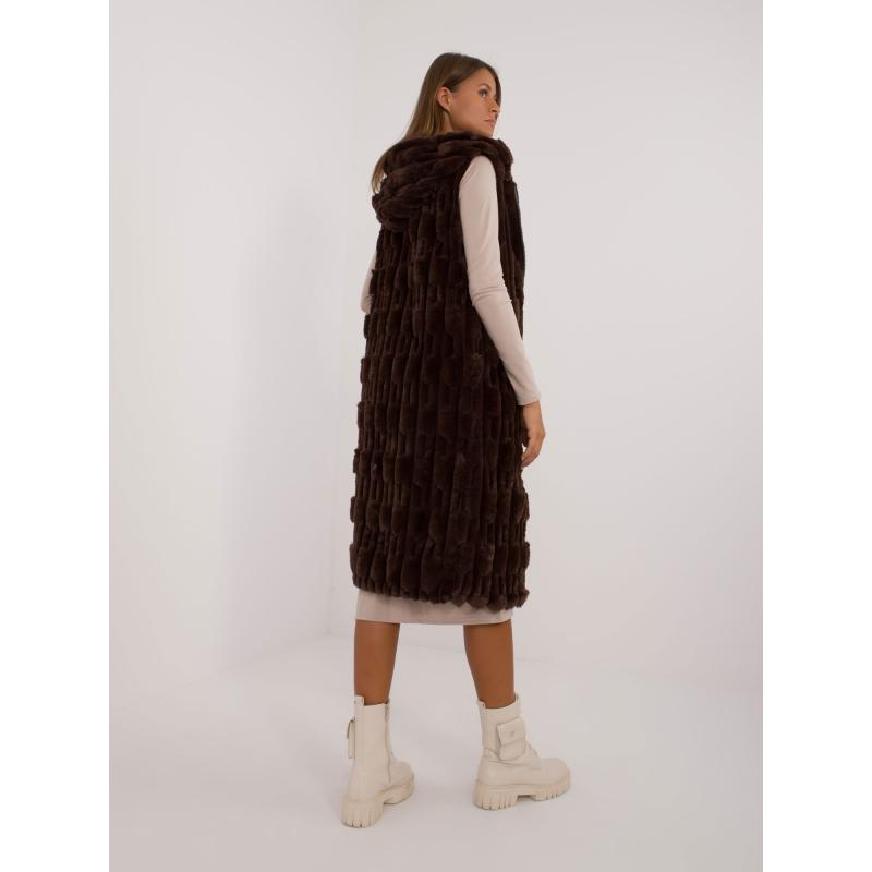 Dámská vesta se zapínáním na zip tmavě hnědá