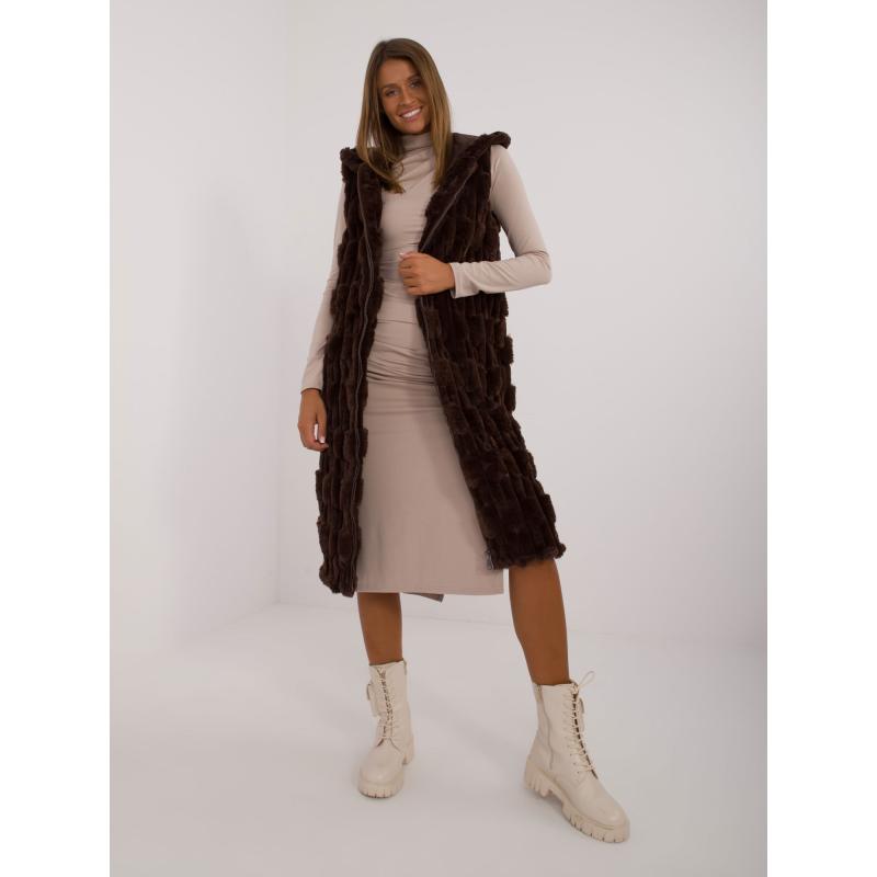 Dámská vesta se zapínáním na zip tmavě hnědá